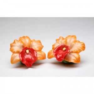 CosmosGifts Orange Orchid Salt and Pepper Set SMOS1132